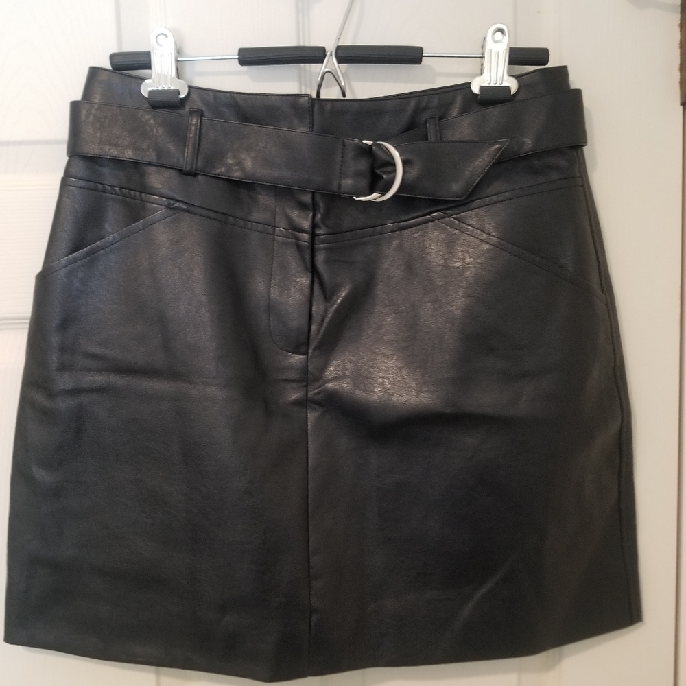 HEM & THREAD LEATHER SKIRT Large